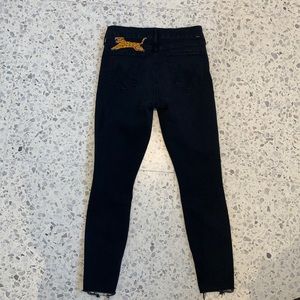 Mother denim black distressed high waist jeans